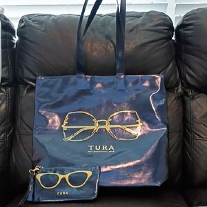 Tura Blue and Gold Tote Bag Set